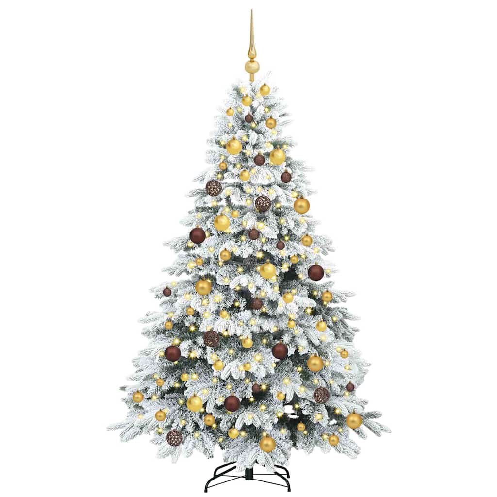 Konstgjord julgran med 300 LED-lampor Vit 180 cm PE och PVC