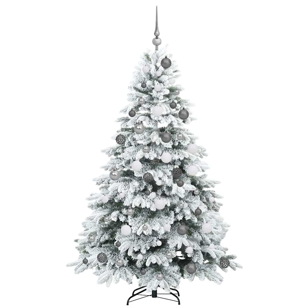 Konstgjord julgran med 300 LED-lampor Vit 180 cm PE och PVC