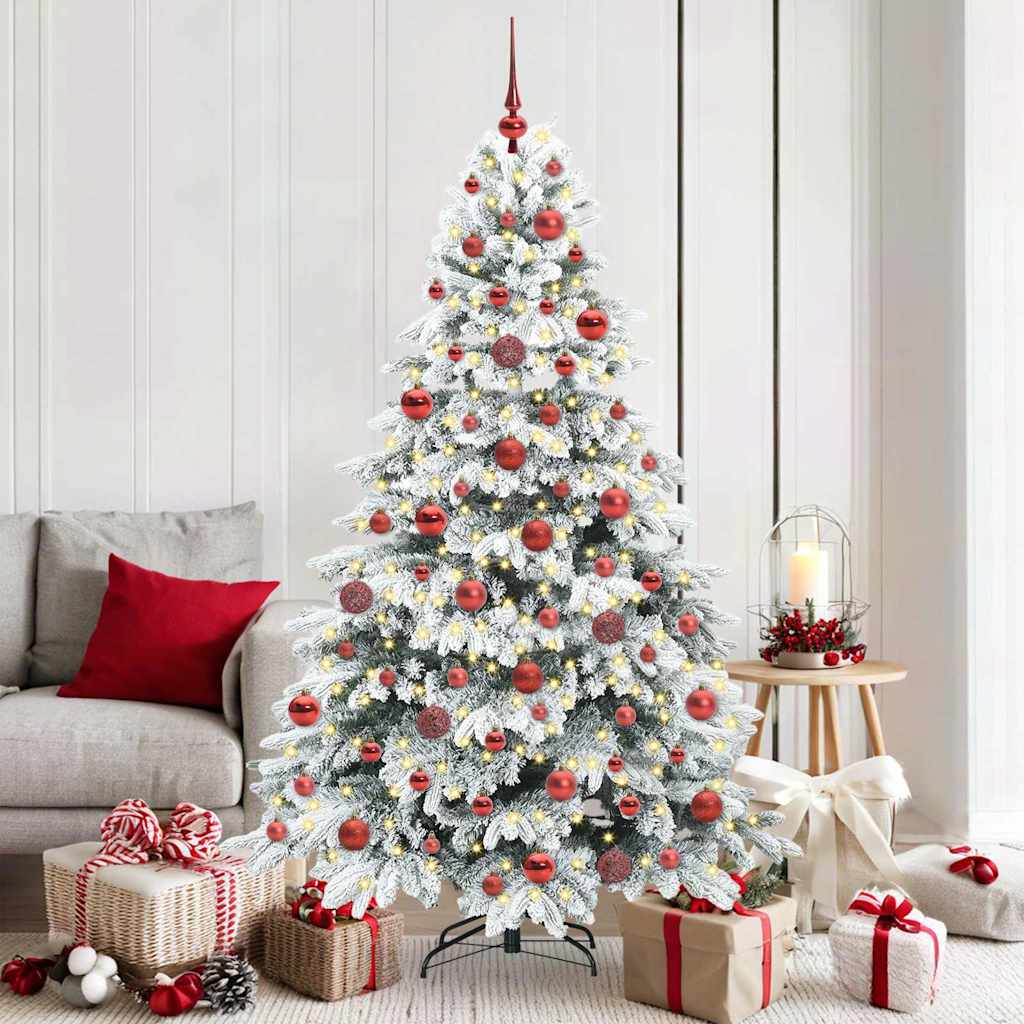 Konstgjord julgran med 300 LED-lampor Vit 180 cm PE och PVC