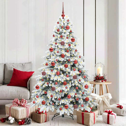 Konstgjord julgran med 300 LED-lampor Vit 180 cm PE och PVC