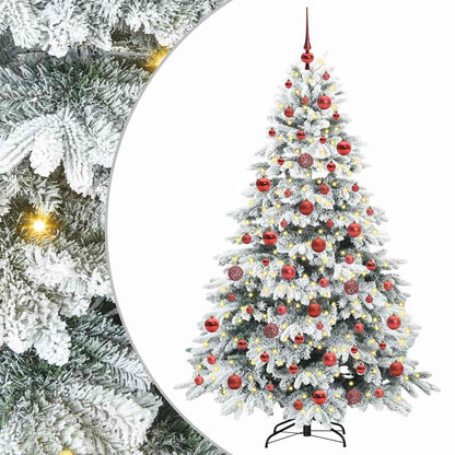 Konstgjord julgran med 300 LED-lampor Vit 180 cm PE och PVC