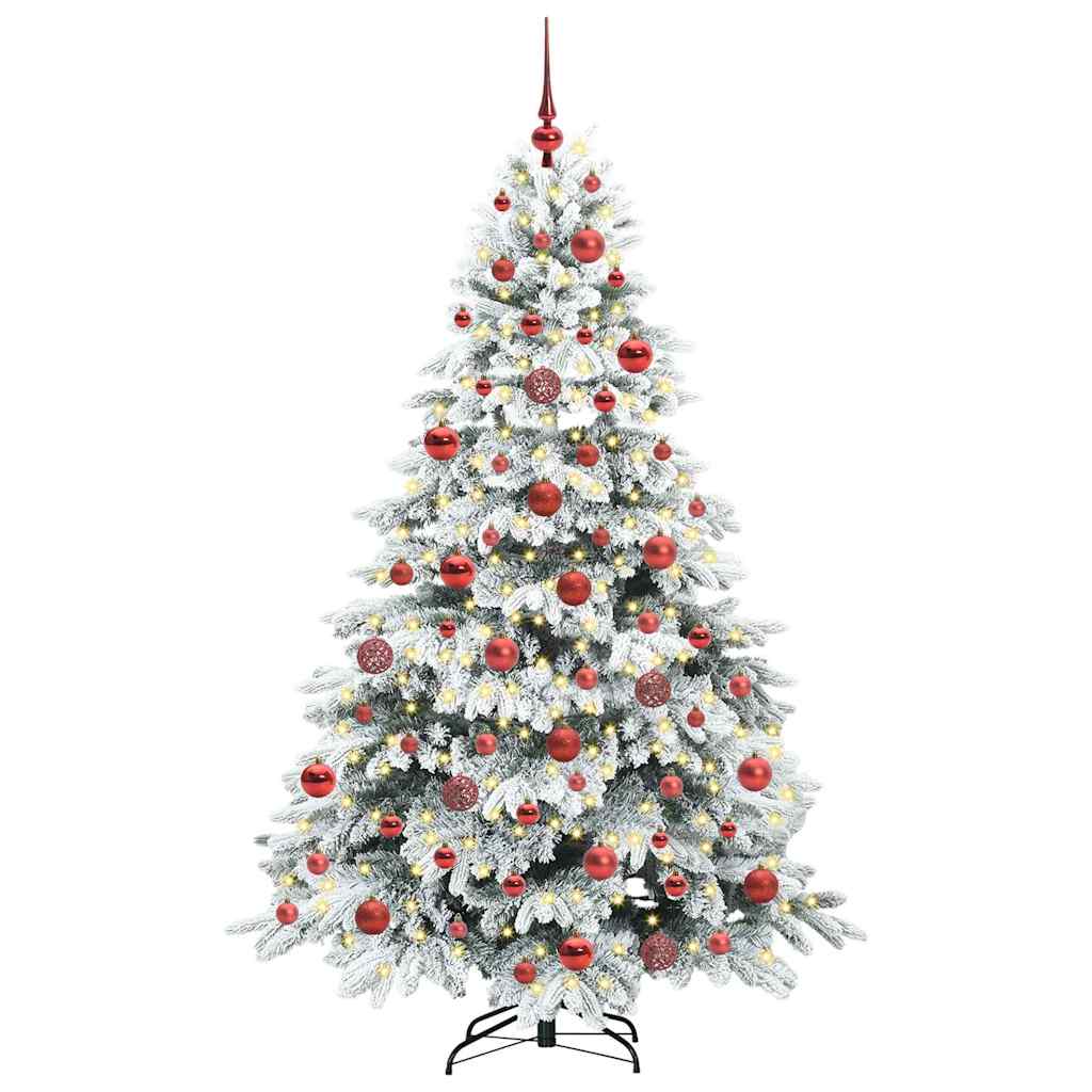 Konstgjord julgran med 300 LED-lampor Vit 180 cm PE och PVC