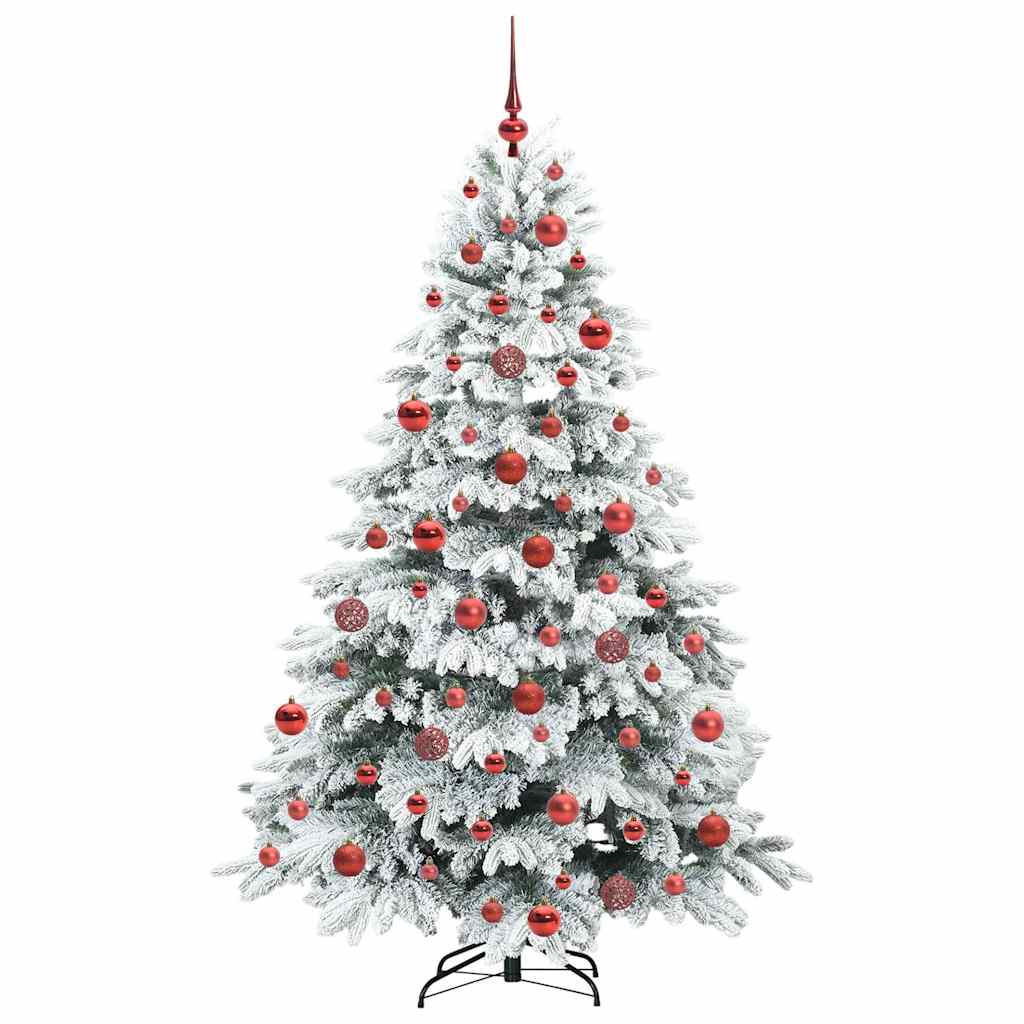 Konstgjord julgran med 300 LED-lampor Vit 180 cm PE och PVC