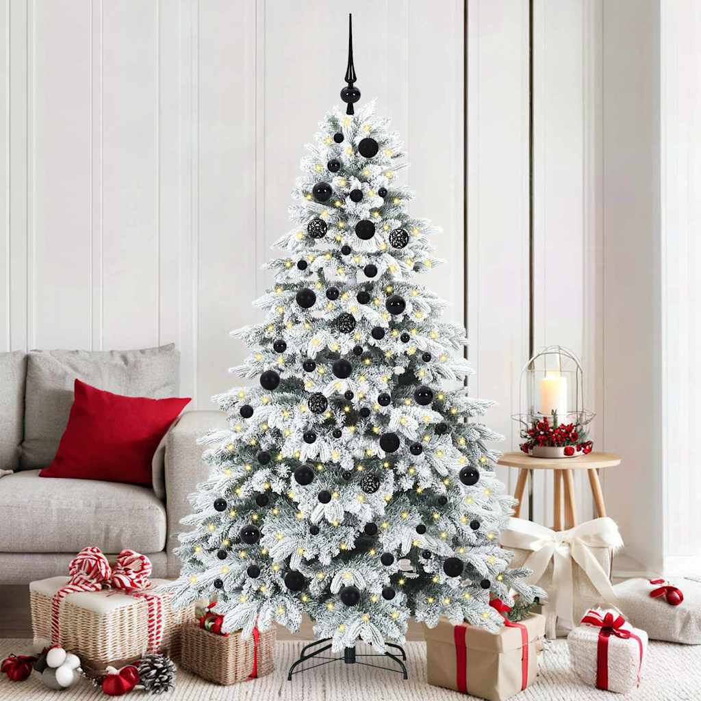 Konstgjord julgran med 300 LED-lampor Vit 180 cm PE och PVC
