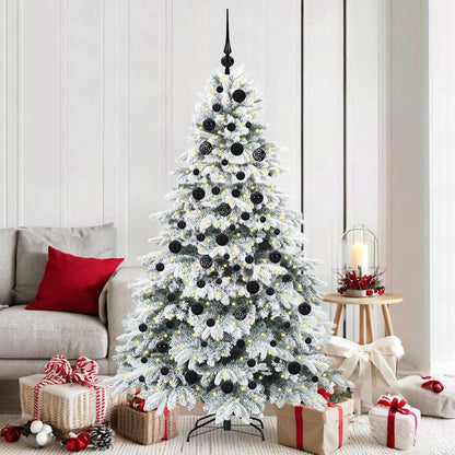 Konstgjord julgran med 300 LED-lampor Vit 180 cm PE och PVC