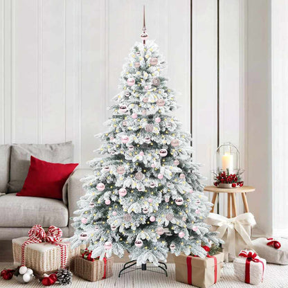 Konstgjord julgran med 300 LED-lampor Vit 180 cm PE och PVC