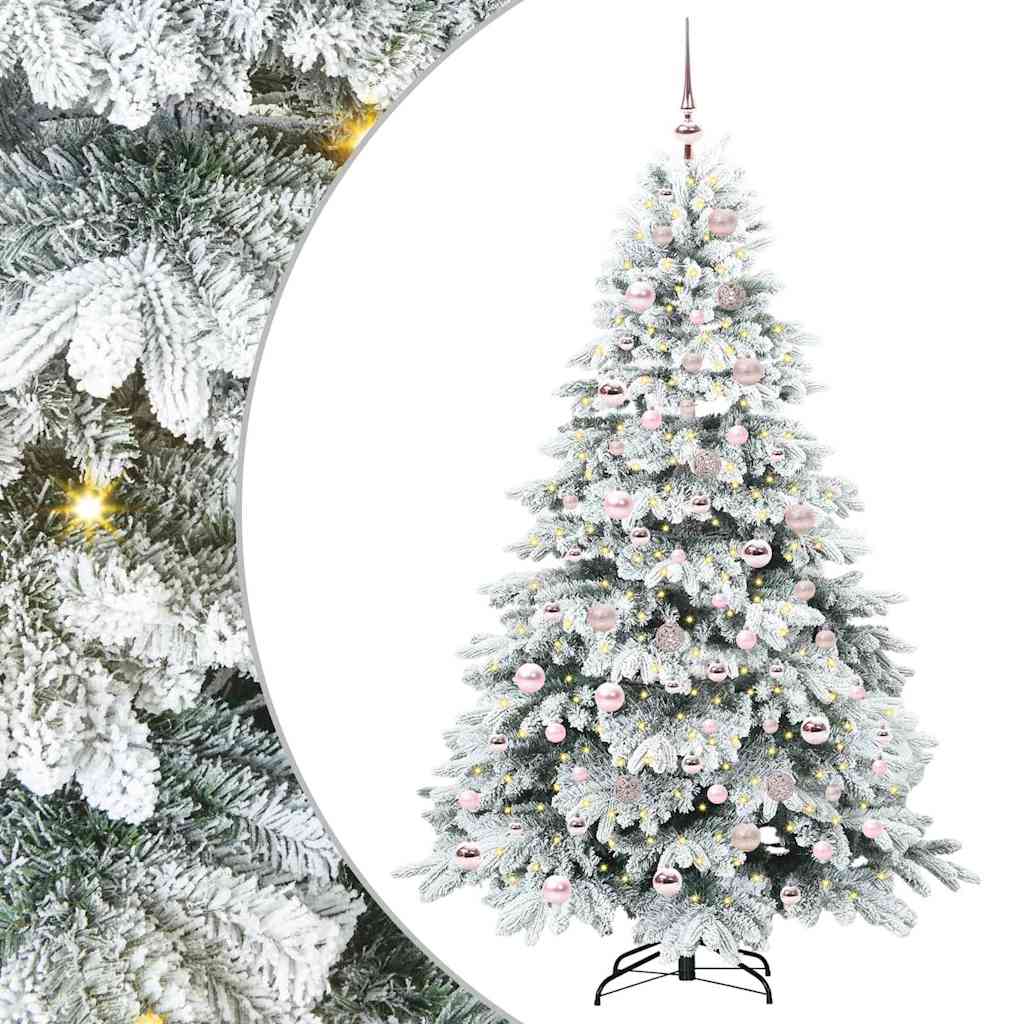 Konstgjord julgran med 300 LED-lampor Vit 180 cm PE och PVC