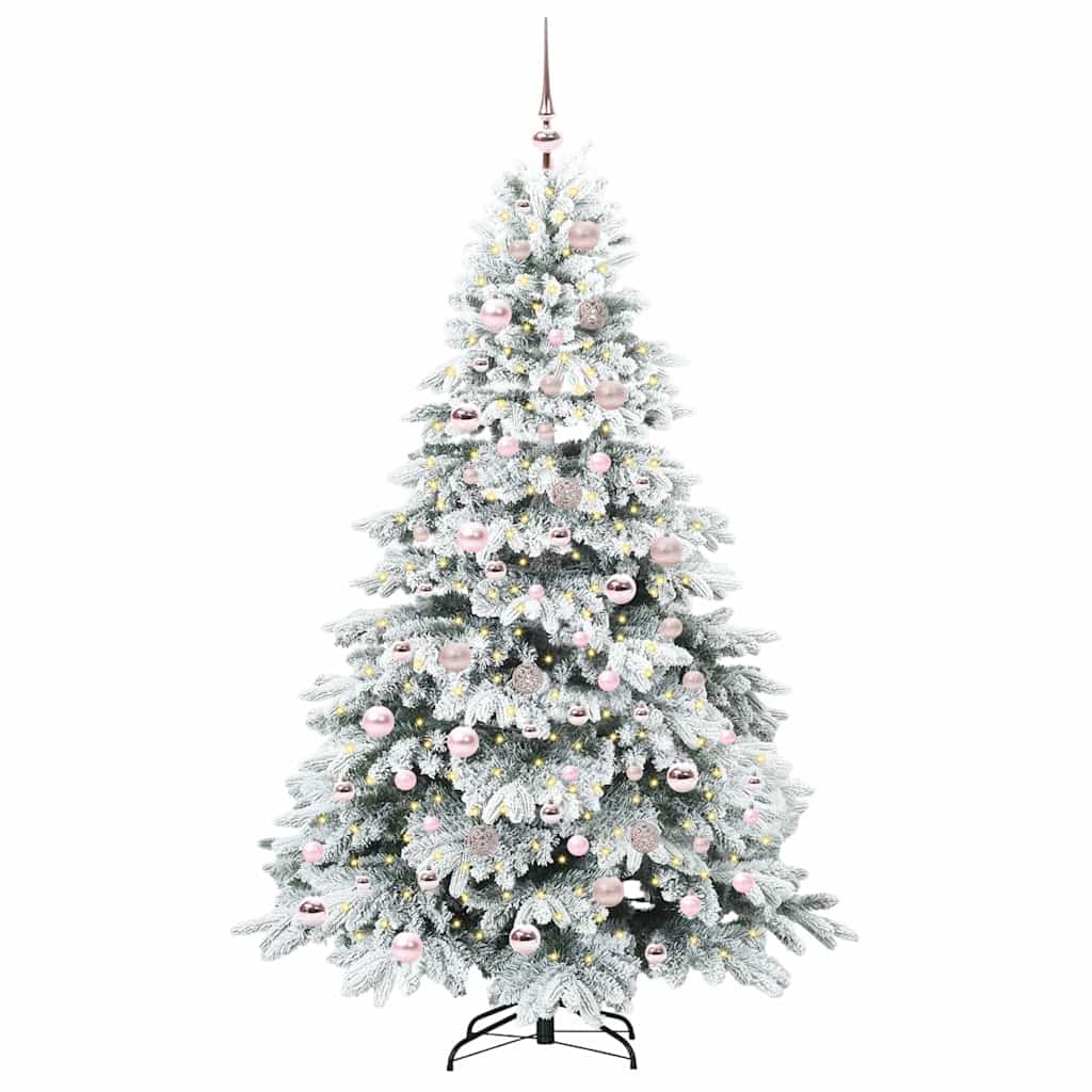 Konstgjord julgran med 300 LED-lampor Vit 180 cm PE och PVC