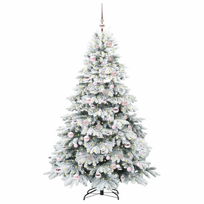 Konstgjord julgran med 300 LED-lampor Vit 180 cm PE och PVC