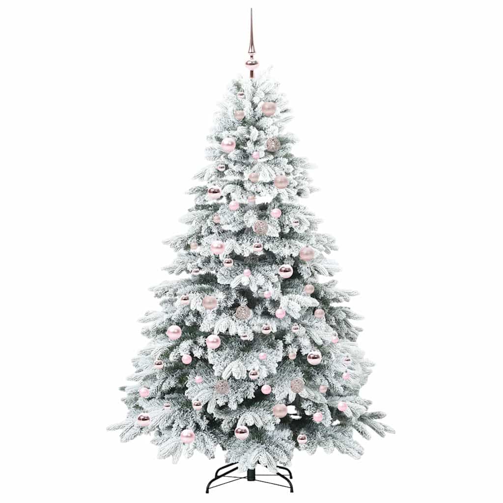 Konstgjord julgran med 300 LED-lampor Vit 180 cm PE och PVC