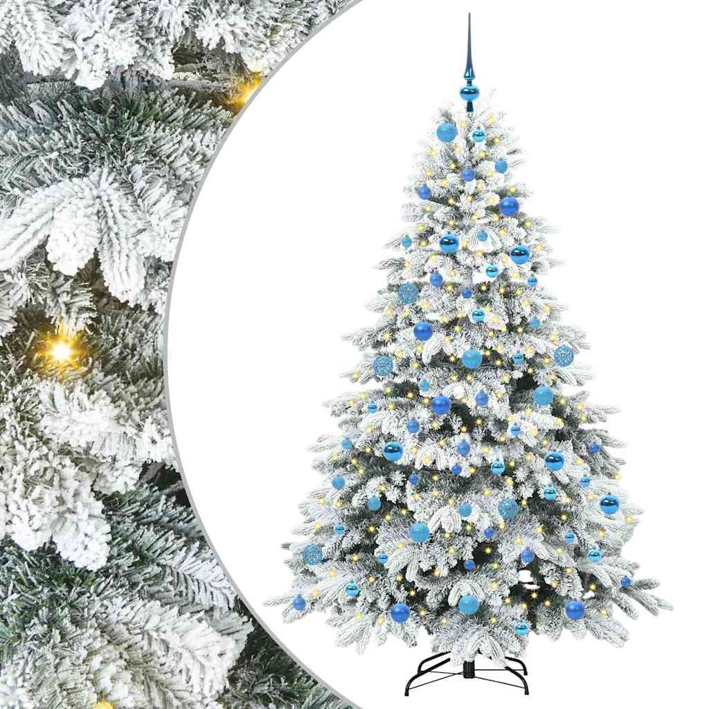Konstgjord julgran med 300 LED-lampor Vit 180 cm PE och PVC