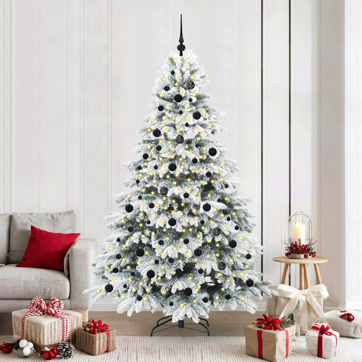Konstgjord julgran med 300 LED-lampor Vit 210 cm PE och PVC