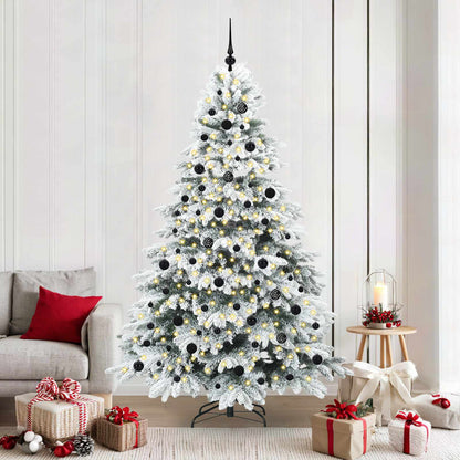 Konstgjord julgran med 300 LED-lampor Vit 210 cm PE och PVC