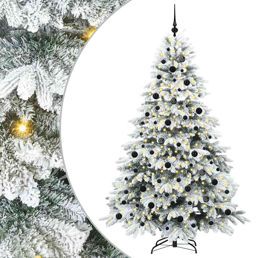 Konstgjord julgran med 300 LED-lampor Vit 210 cm PE och PVC