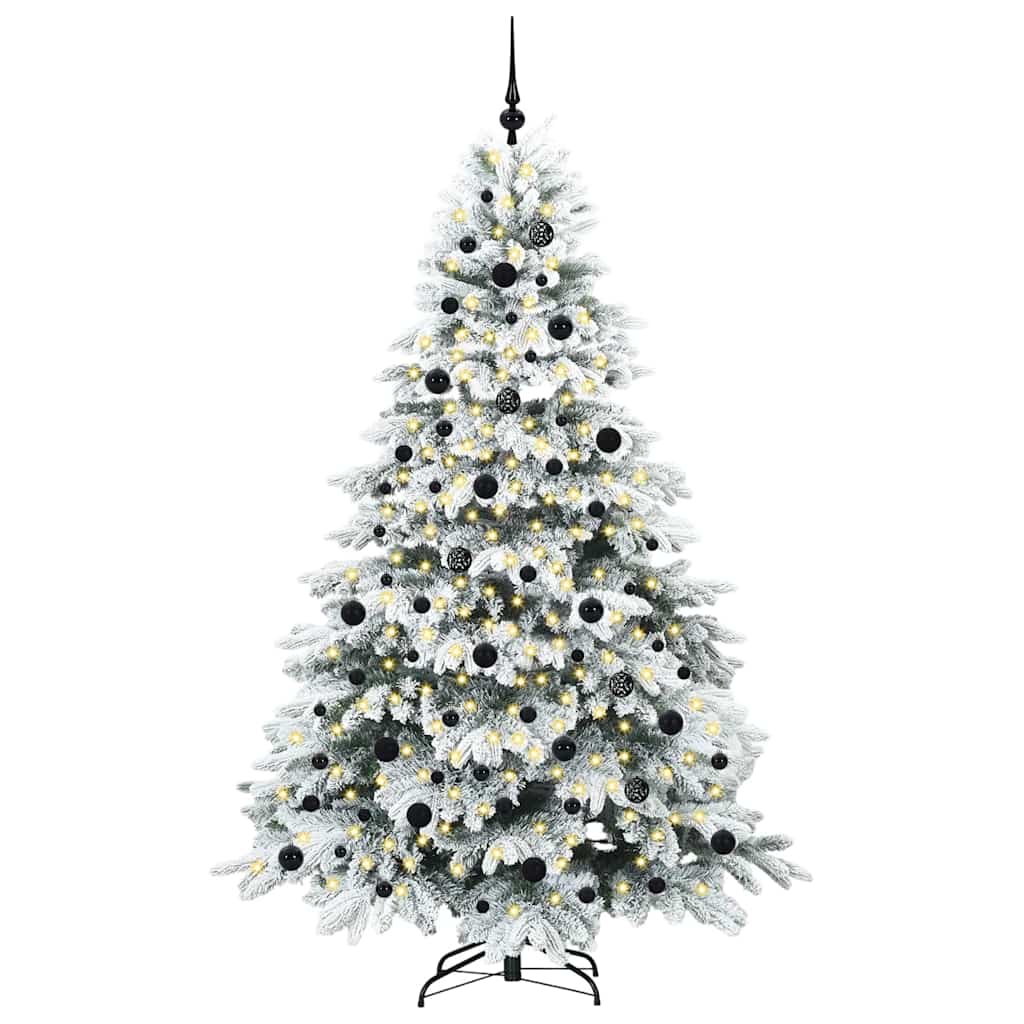 Konstgjord julgran med 300 LED-lampor Vit 210 cm PE och PVC