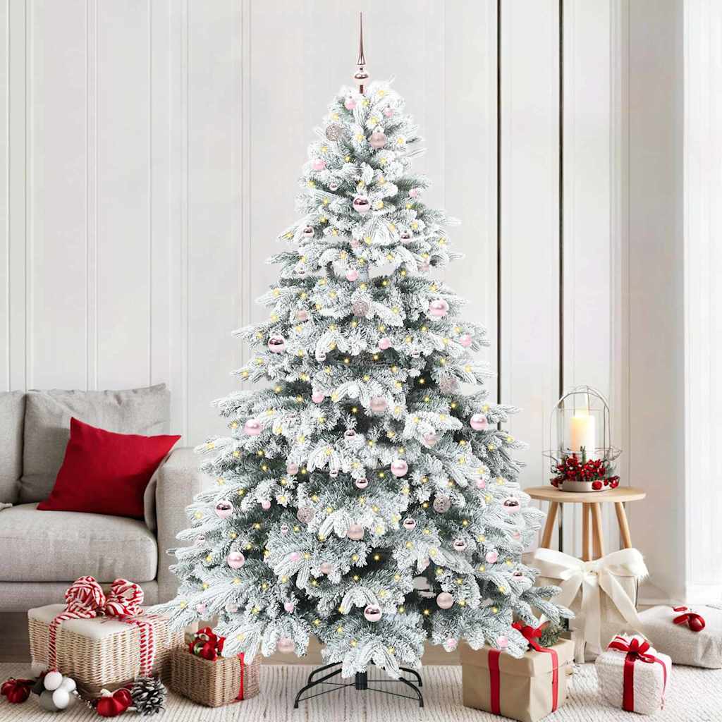 Konstgjord julgran med 300 LED-lampor Vit 210 cm PE och PVC