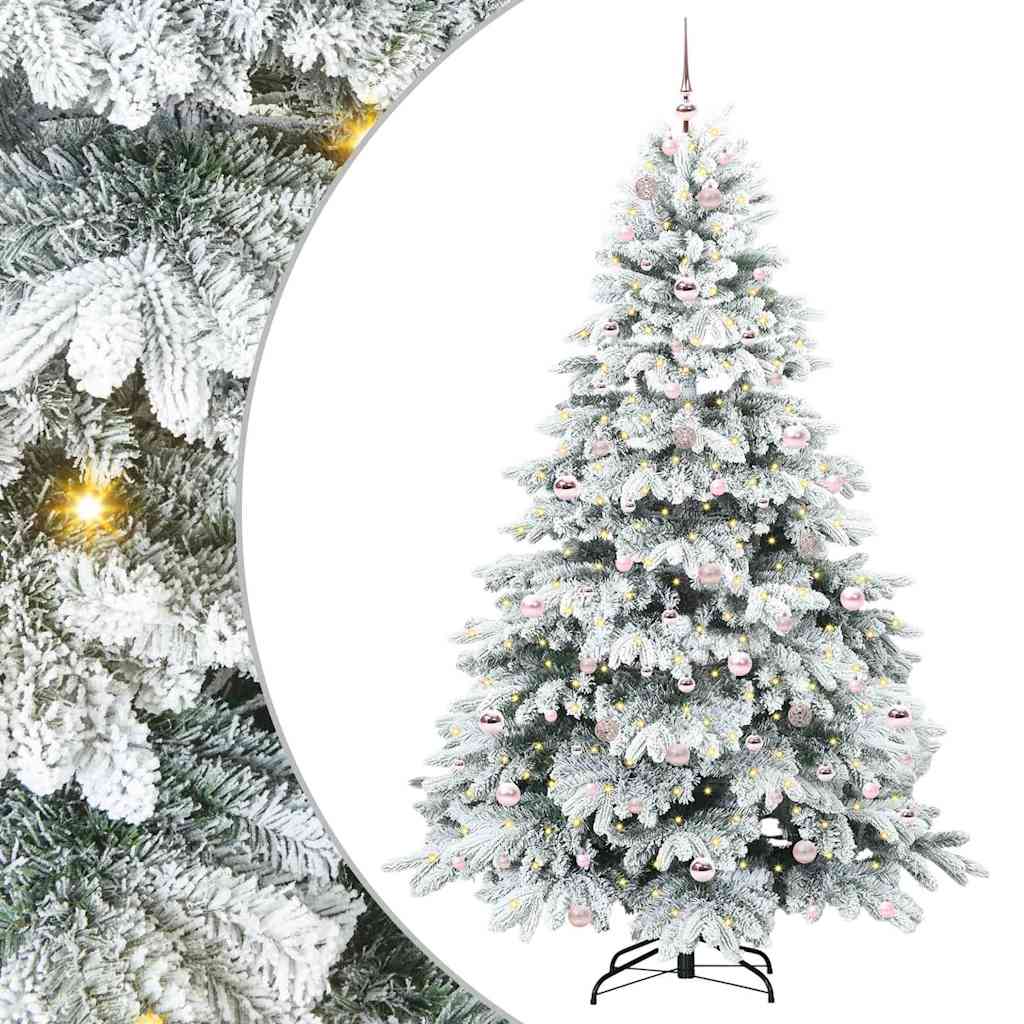 Konstgjord julgran med 300 LED-lampor Vit 210 cm PE och PVC