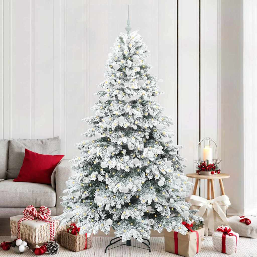 Konstgjord julgran med 300 LED-lampor Vit 210 cm PE och PVC