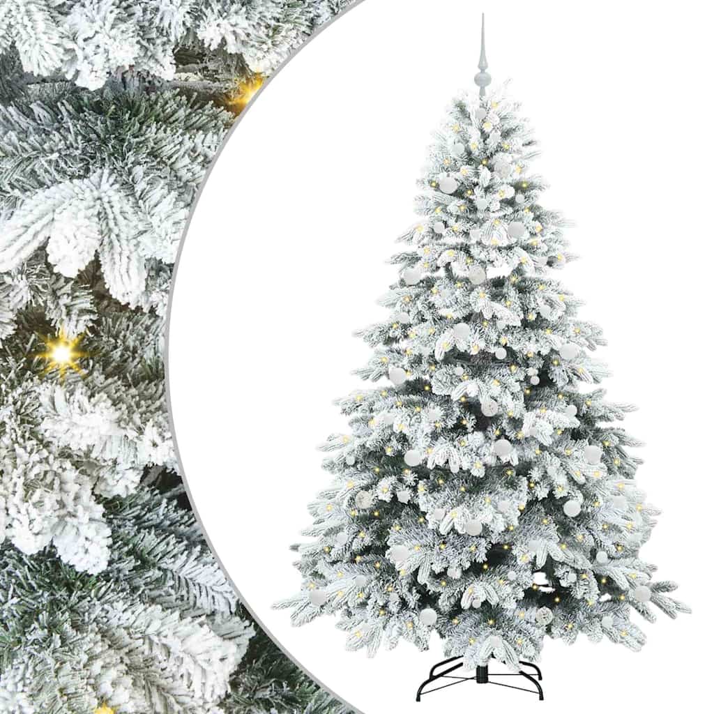 Konstgjord julgran med 300 LED-lampor Vit 210 cm PE och PVC