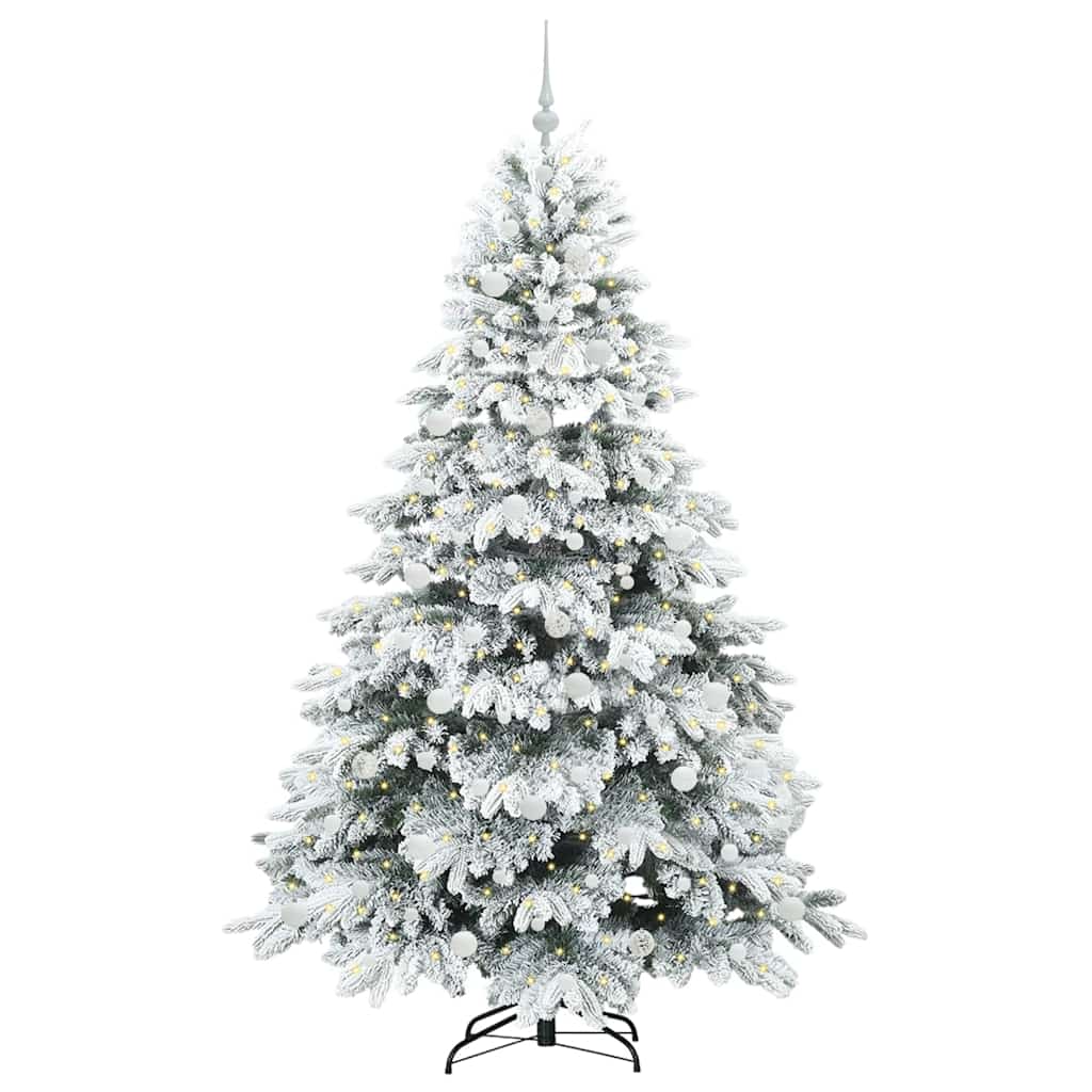 Konstgjord julgran med 300 LED-lampor Vit 210 cm PE och PVC
