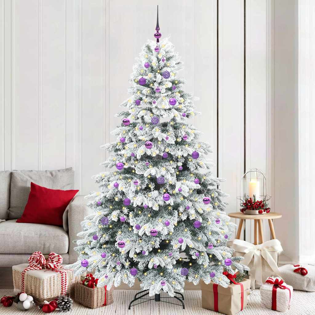 Konstgjord julgran med 300 LED-lampor Vit 210 cm PE och PVC