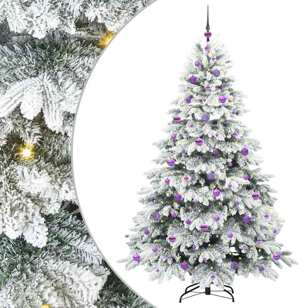 Konstgjord julgran med 300 LED-lampor Vit 210 cm PE och PVC