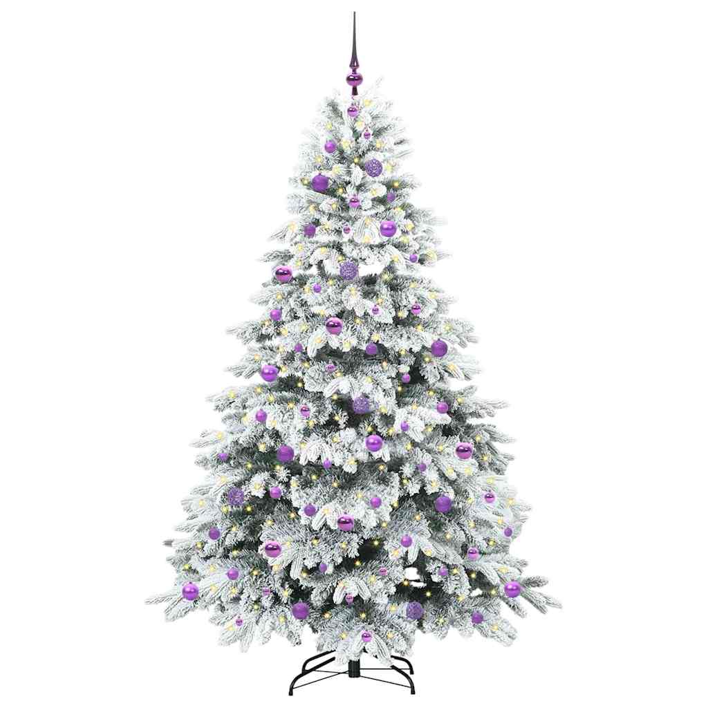 Konstgjord julgran med 300 LED-lampor Vit 210 cm PE och PVC