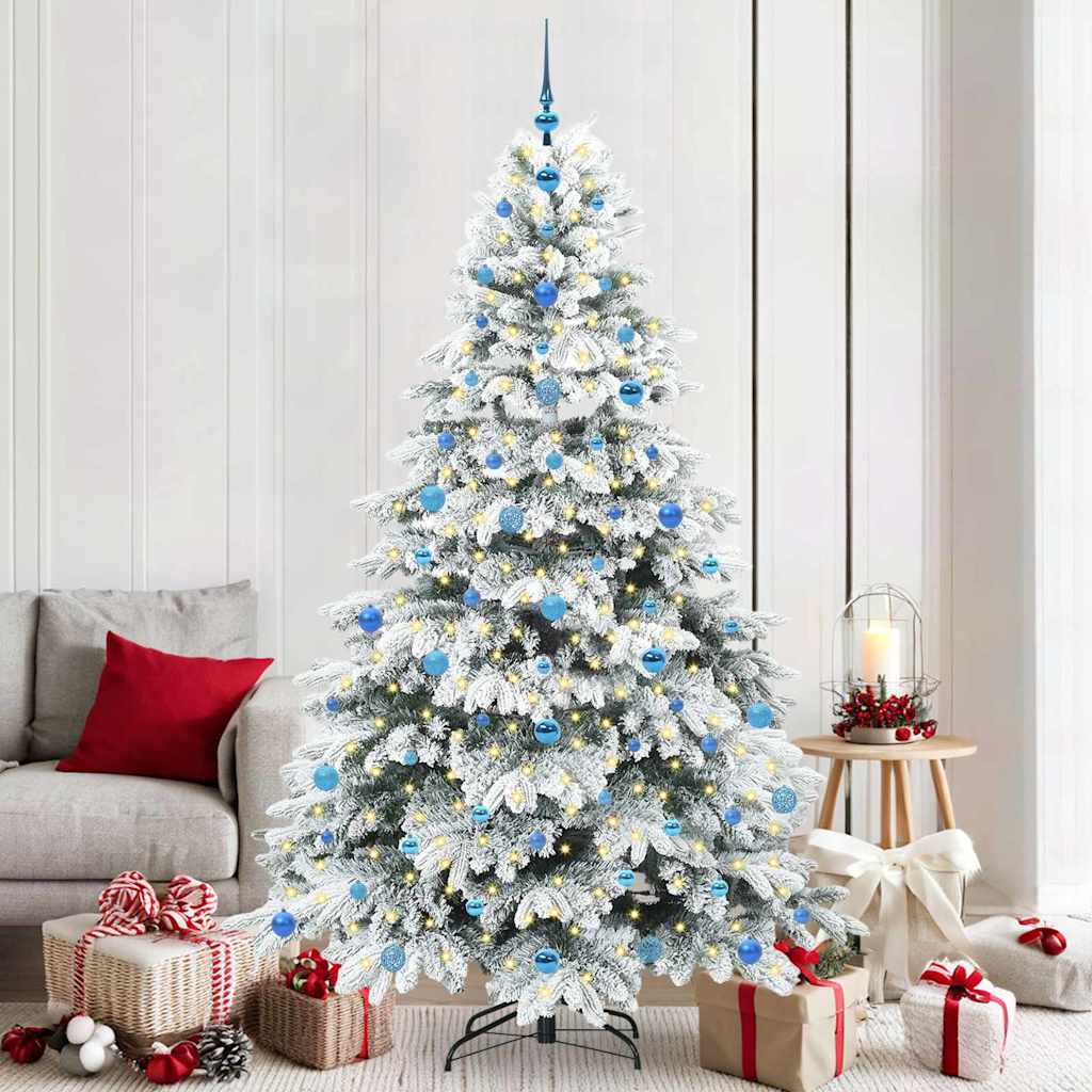 Konstgjord julgran med 300 LED-lampor Vit 210 cm PE och PVC