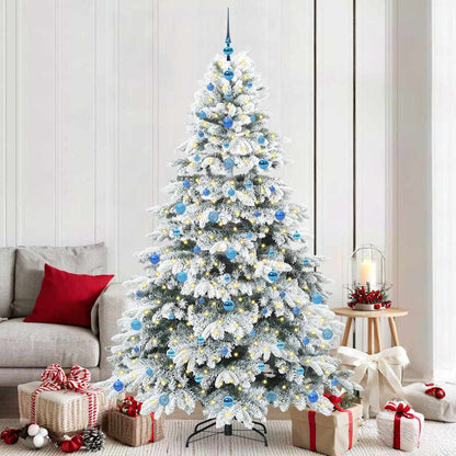 Konstgjord julgran med 300 LED-lampor Vit 210 cm PE och PVC