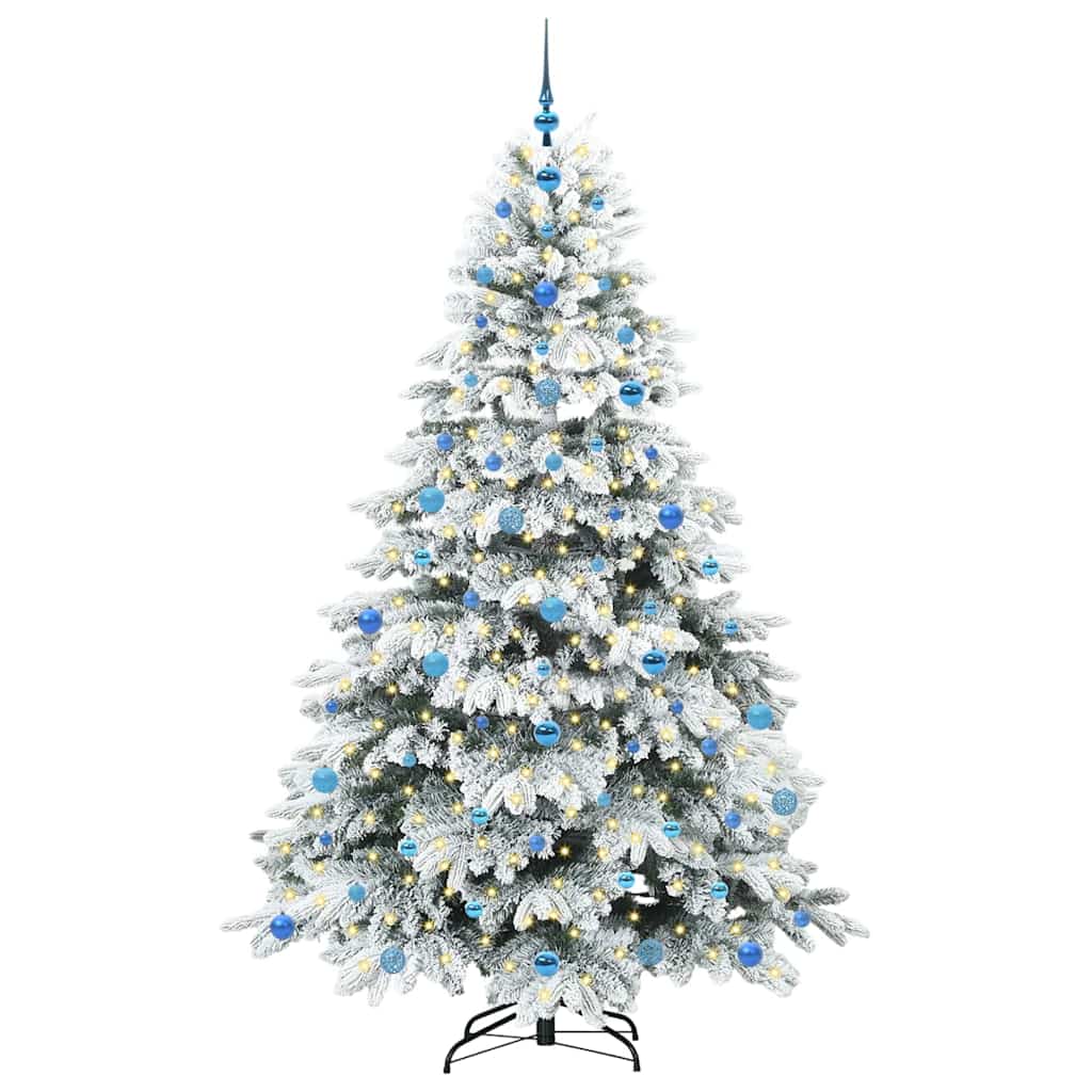 Konstgjord julgran med 300 LED-lampor Vit 210 cm PE och PVC