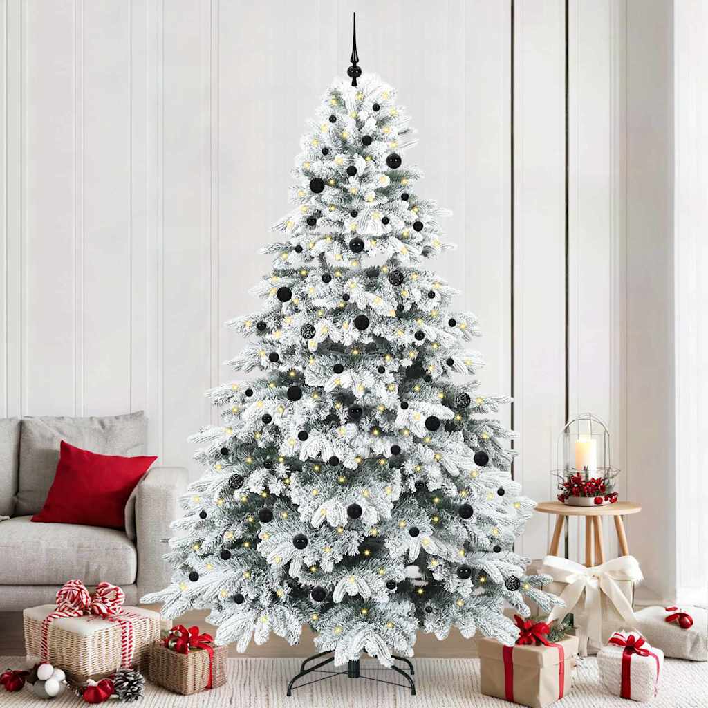 Konstgjord julgran med 300 LED-lampor Vit 240 cm PE och PVC