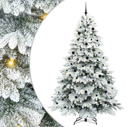 Konstgjord julgran med 300 LED-lampor Vit 240 cm PE och PVC