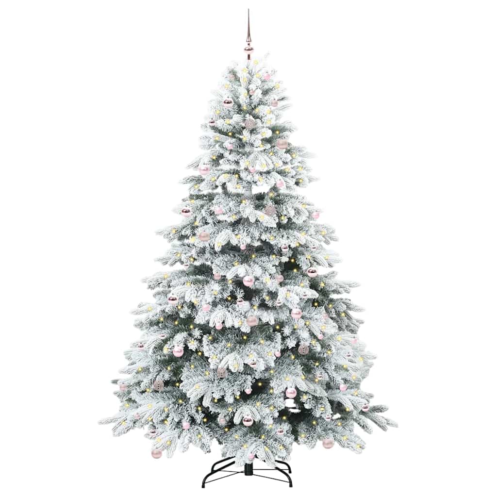 Konstgjord julgran med 300 LED-lampor Vit 240 cm PE och PVC