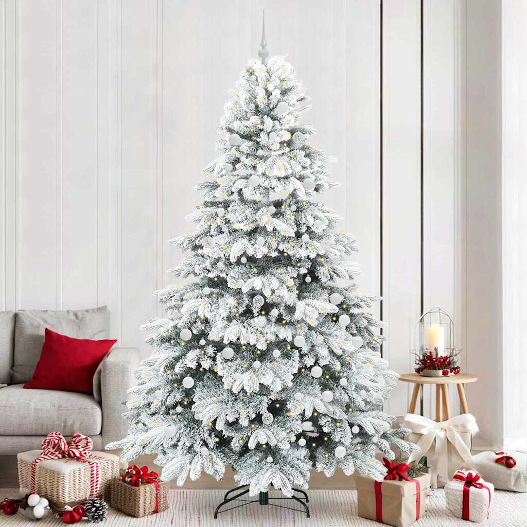 Konstgjord julgran med 300 LED-lampor Vit 240 cm PE och PVC