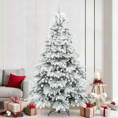 Konstgjord julgran med 300 LED-lampor Vit 240 cm PE och PVC