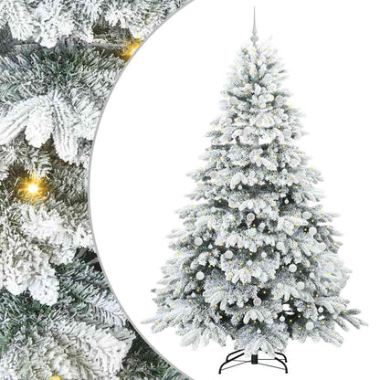Konstgjord julgran med 300 LED-lampor Vit 240 cm PE och PVC