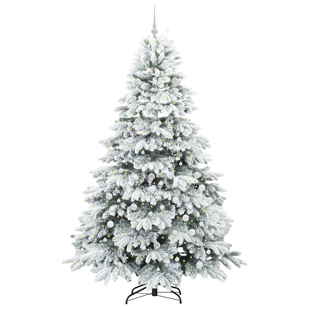 Konstgjord julgran med 300 LED-lampor Vit 240 cm PE och PVC