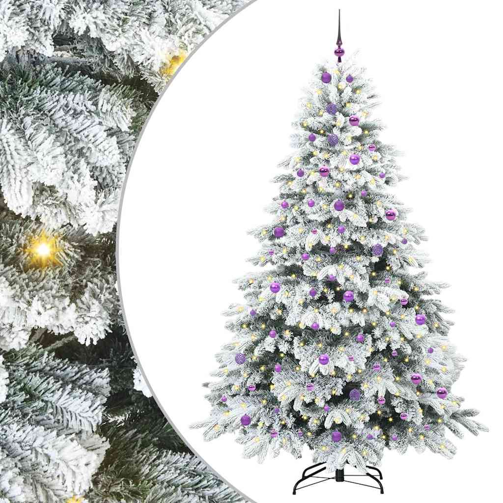 Konstgjord julgran med 300 LED-lampor Vit 240 cm PE och PVC