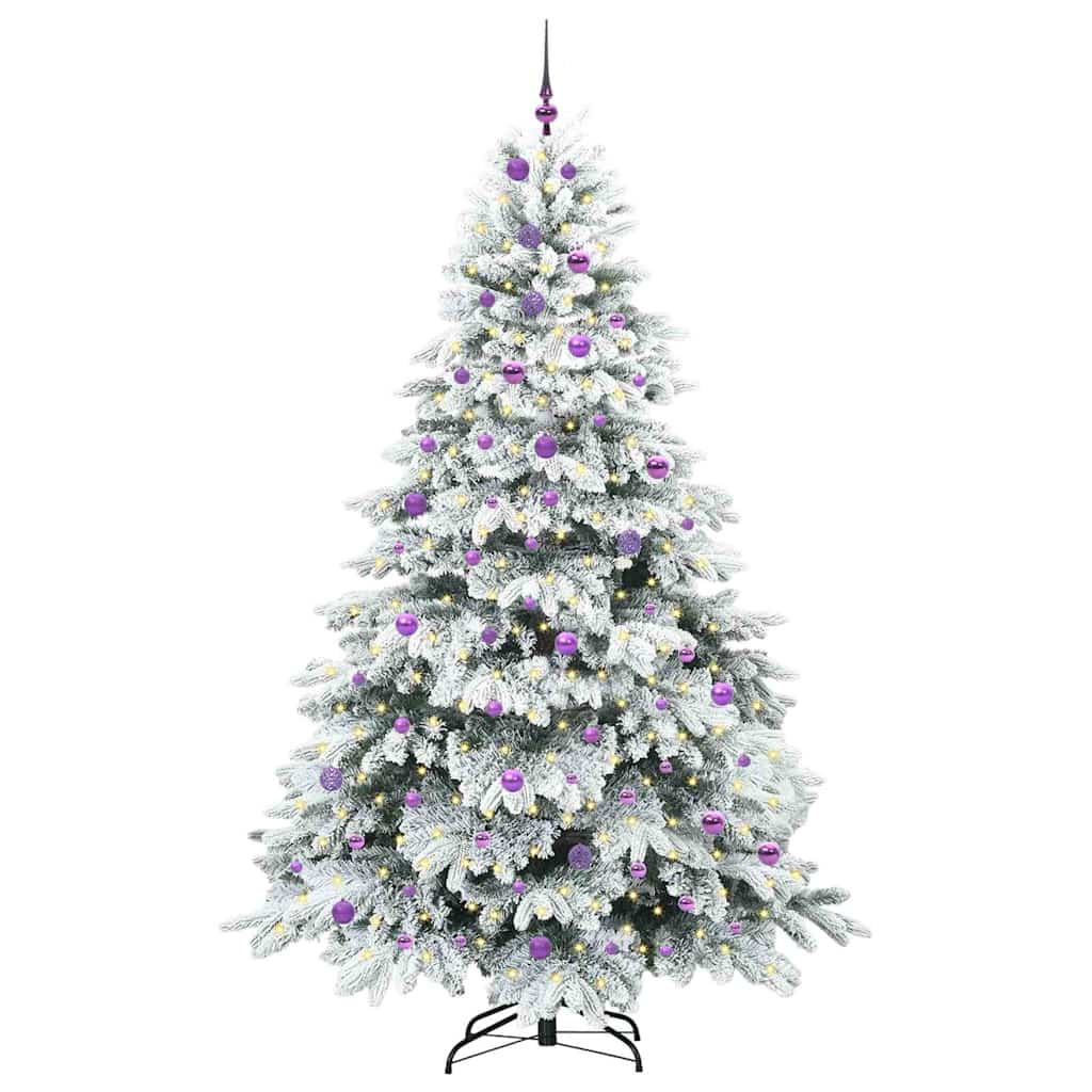 Konstgjord julgran med 300 LED-lampor Vit 240 cm PE och PVC