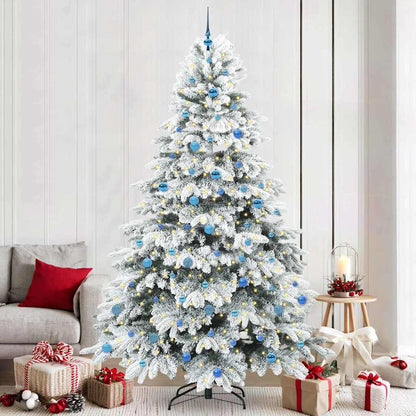 Konstgjord julgran med 300 LED-lampor Vit 240 cm PE och PVC