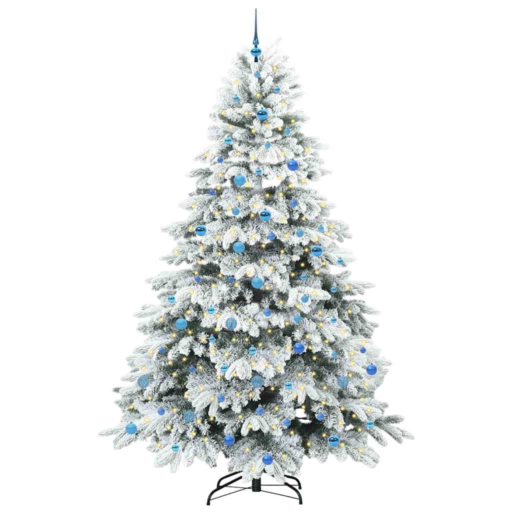 Konstgjord julgran med 300 LED-lampor Vit 240 cm PE och PVC