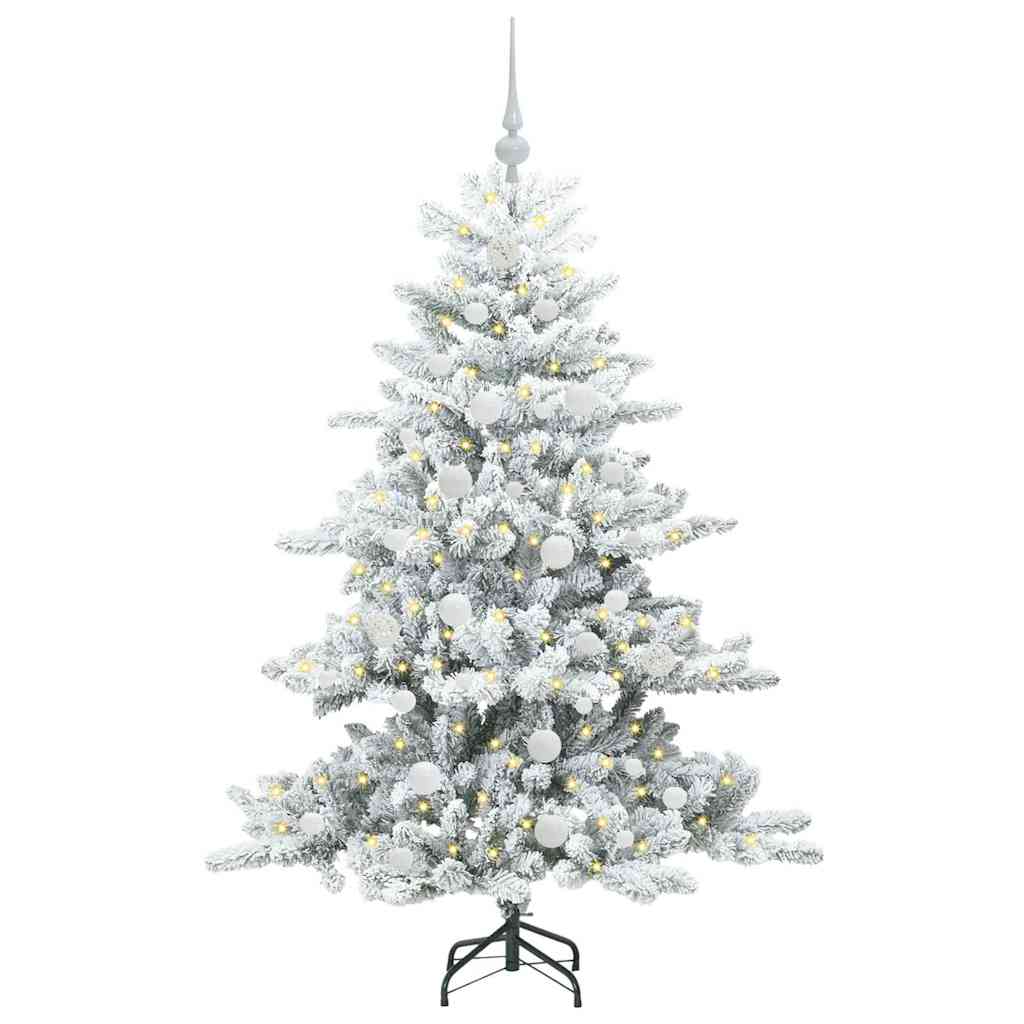 Plast Hingad Julgran med 150 LED-lampor Vit 150 cm PVC och stål