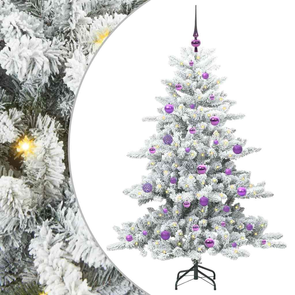 Plast Hingad Julgran med 150 LED-lampor Vit 150 cm PVC och stål