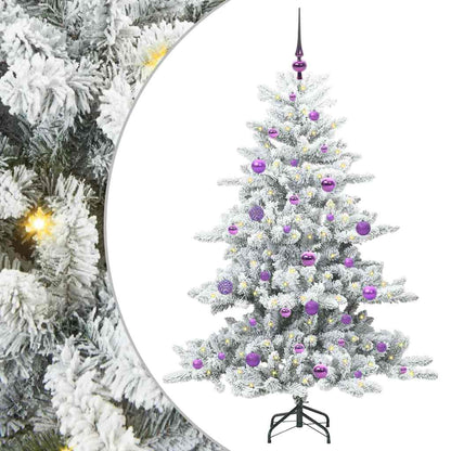 Plast Hingad Julgran med 150 LED-lampor Vit 150 cm PVC och stål