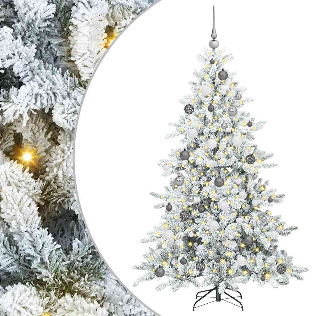 Plast Hingad Julgran med 300 LED-lampor Vit 180 cm PVC och stål
