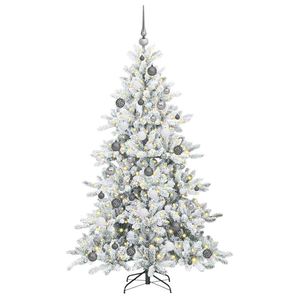 Plast Hingad Julgran med 300 LED-lampor Vit 180 cm PVC och stål