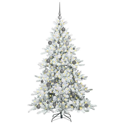 Plast Hingad Julgran med 300 LED-lampor Vit 180 cm PVC och stål