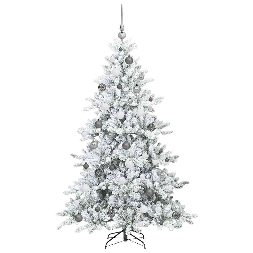 Plast Hingad Julgran med 300 LED-lampor Vit 180 cm PVC och stål