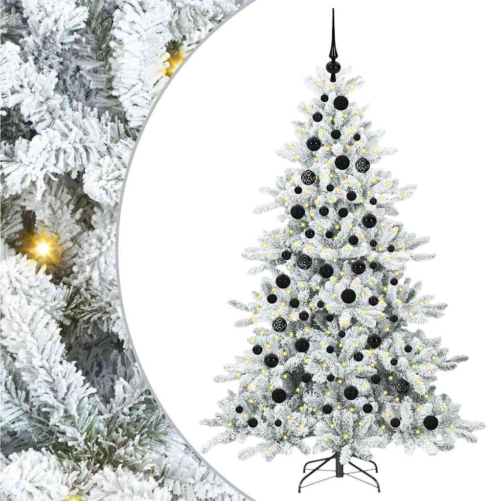Plast Hingad Julgran med 300 LED-lampor Vit 180 cm PVC och stål