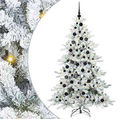 Plast Hingad Julgran med 300 LED-lampor Vit 180 cm PVC och stål